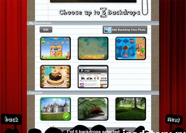 Puppet Pals HD - добавление декораций