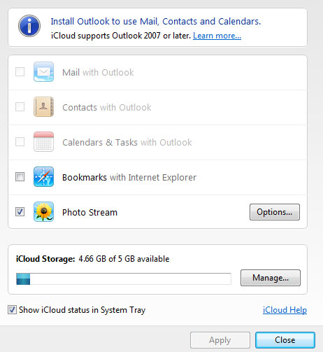 Настройка фотопотока на Windows