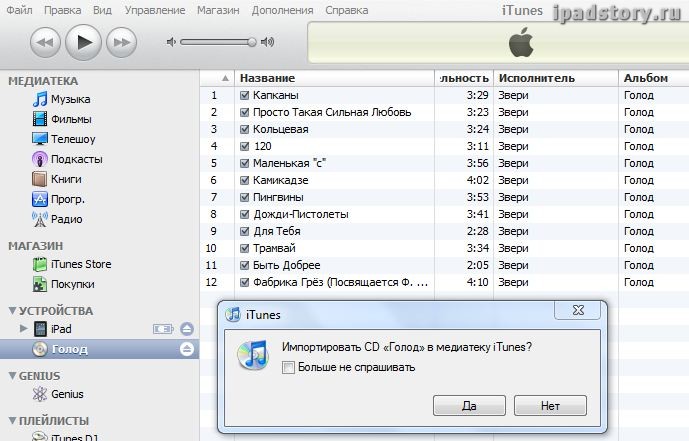 Загрузка музыки в iPad