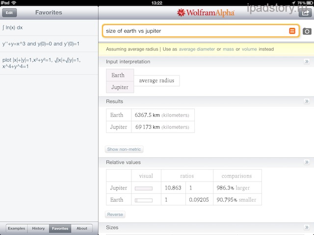 Wolfram Alpha на iPad