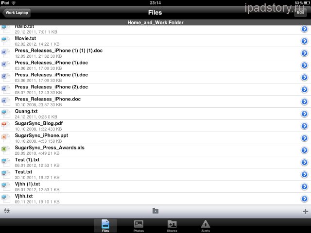 SugarSync на iPad